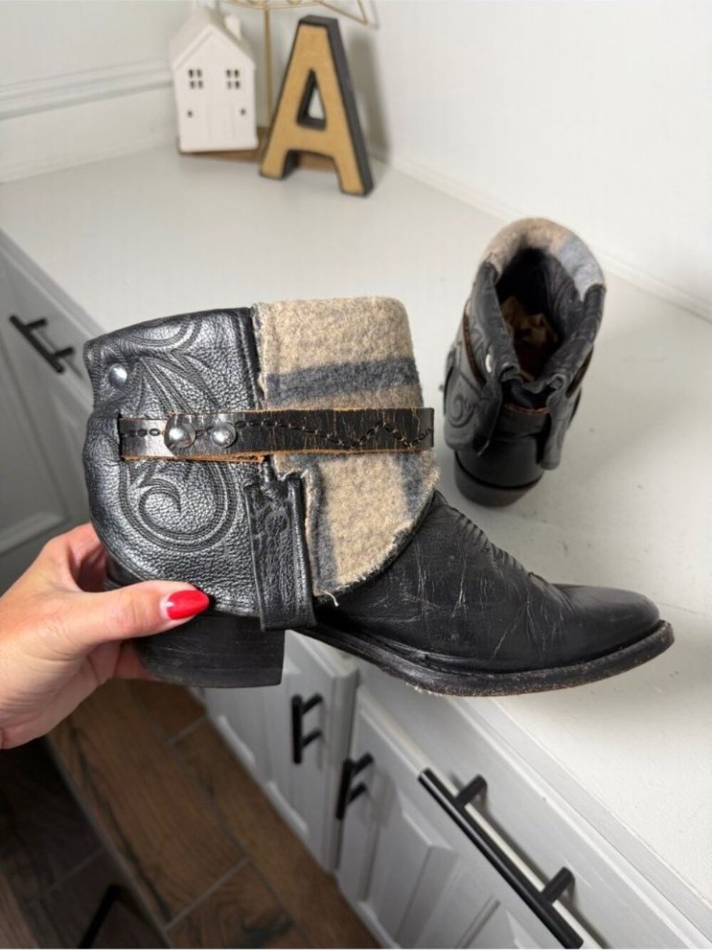 Canty Boots Women 8 Handmade Montana Custom Leather Western Ankle One of a Kind - Picture 7 of 10